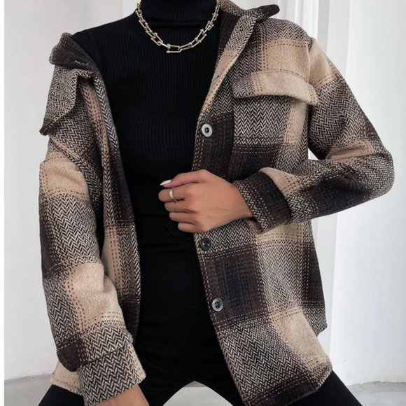 MODA ME COUTURE Jackets & Blazers - plaid print button up overcoat fall winter casual trending